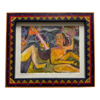 Dr. Michael D. Harris "Good Goddess" Unique 1/1 Monotype Painting, Custom Framed 1993 For Sale