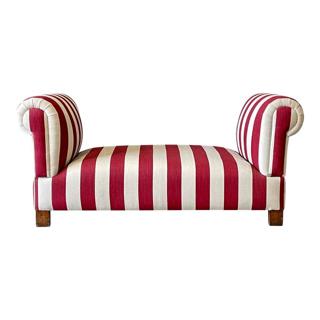 Red and White Striped Antique French Day Bed For Sale