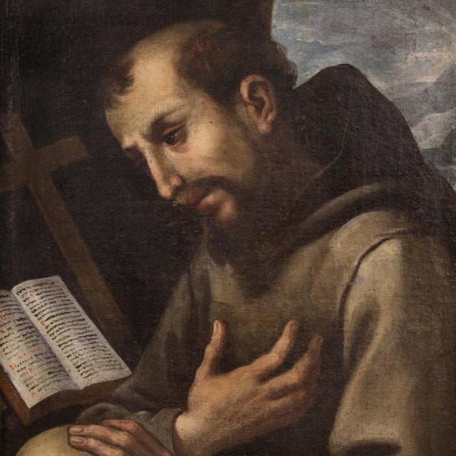 Saint Francis of Assisi, Portrait Composition, 1660, Oil Painting on Canvas, Framed For Sale - Image 3 of 11