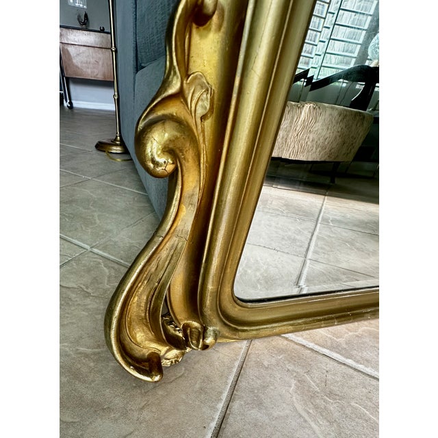19th Century French Rococo Style Gold Gilt Arched Floor or Wall Mirror For Sale - Image 16 of 18