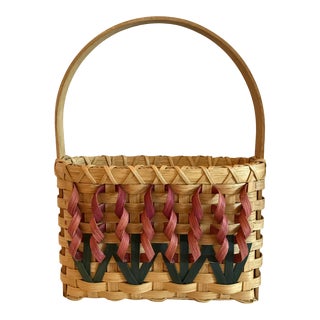 20th Century Boho Chic Woven Flower Basket For Sale