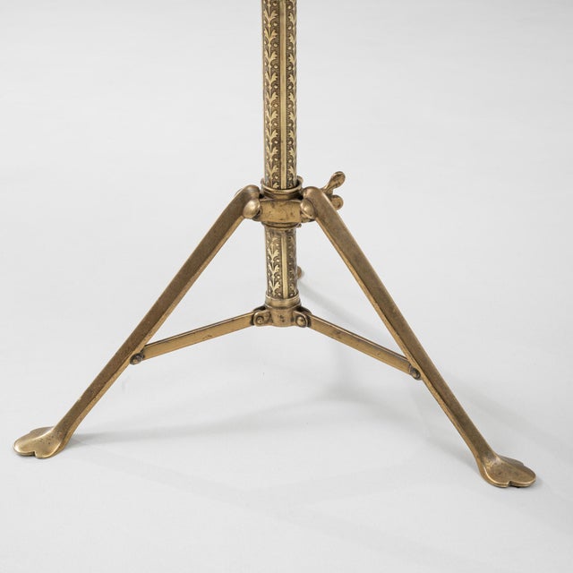 1920s French Brass Adjustable Stool With Upholstered Seat and Tripod Base For Sale - Image 13 of 18