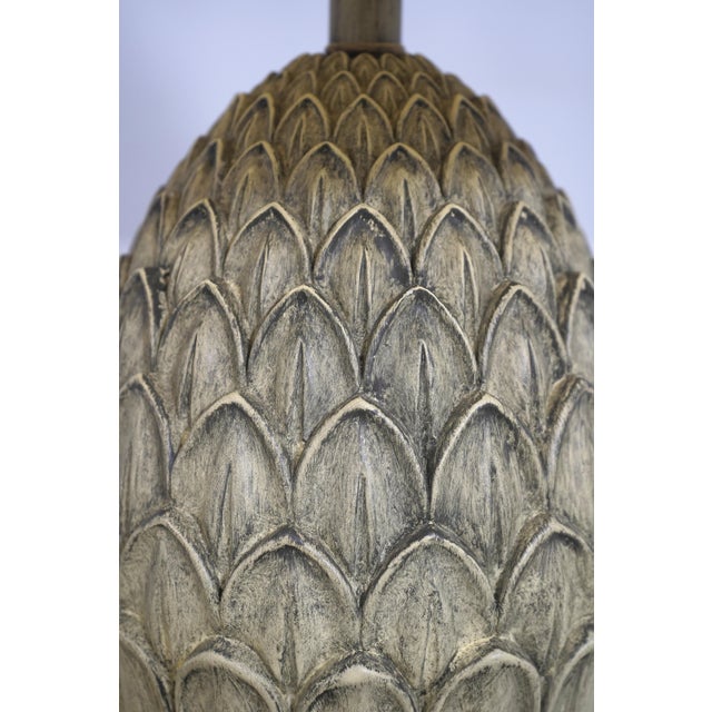 1990s Ethan Allen Pineapple Form Table Lamp W. Shade For Sale - Image 9 of 10
