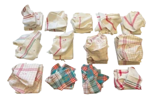 French Kitchen Table Towels in Linen Canvas with Embroidery, 1920s, Set of 82