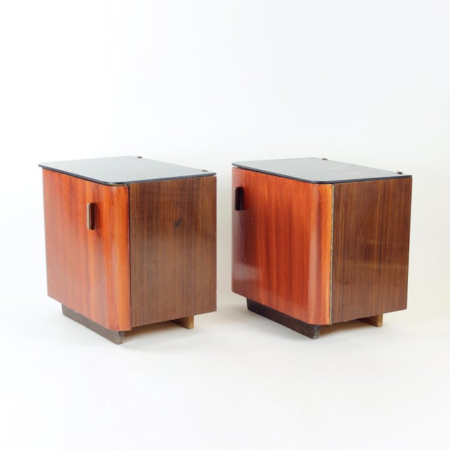1960s Vintage Bedside Tables with Black Glass, Czechoslovakia, 1960s, Set of 2 For Sale - Image 5 of 9
