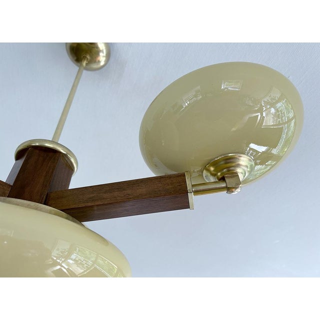 Art Deco Pendant Light in Wood & Glass, 1930s For Sale - Image 13 of 16