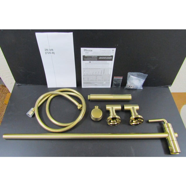 New Pfister Tenet LG16-TNTBG Brushed Gold Slide Bar Hand Shower Shower package includes handles, hand shower, hose, shower...
