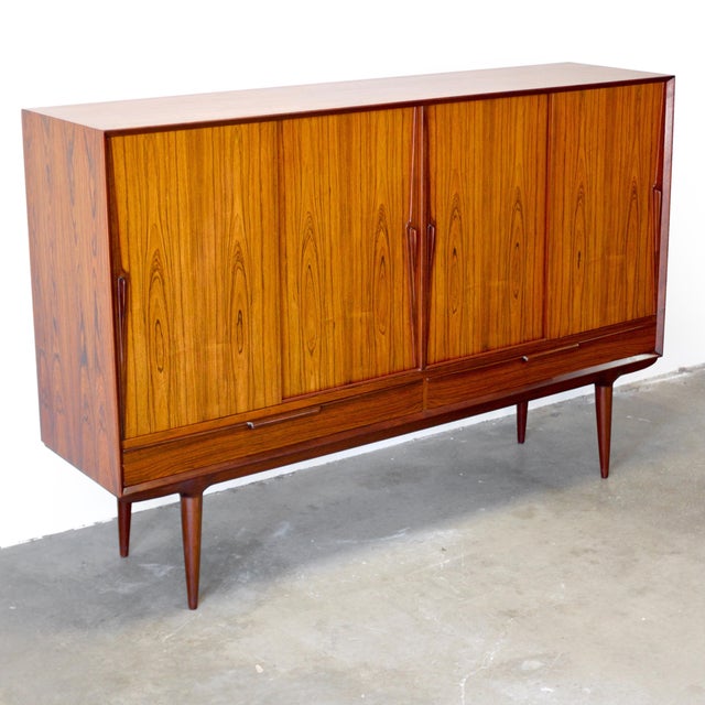 1950s Omann Jun. Model #13 Danish Rosewood Highboard Designed by Gunni Omann For Sale - Image 5 of 18