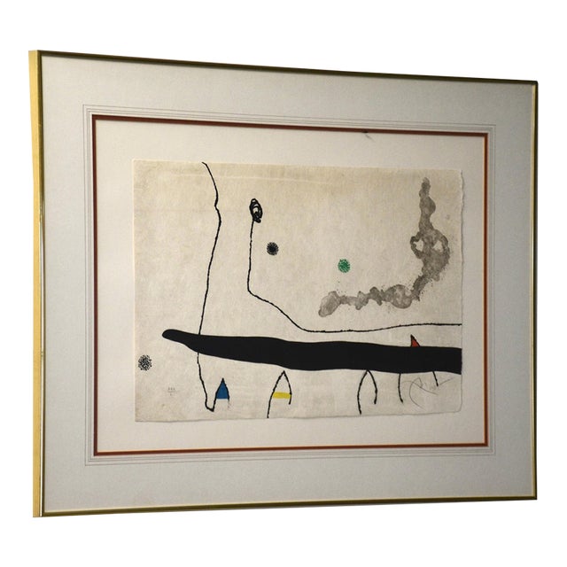 Mid 20th Century Joan Miro Signed Original Le Marteau Sans Maître Etching and Aquatint For Sale