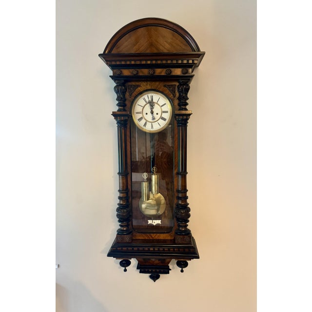 Mid 19th Century Antique Victorian Double Weight Wall Clock in Rosewood, 1860 For Sale - Image 5 of 5