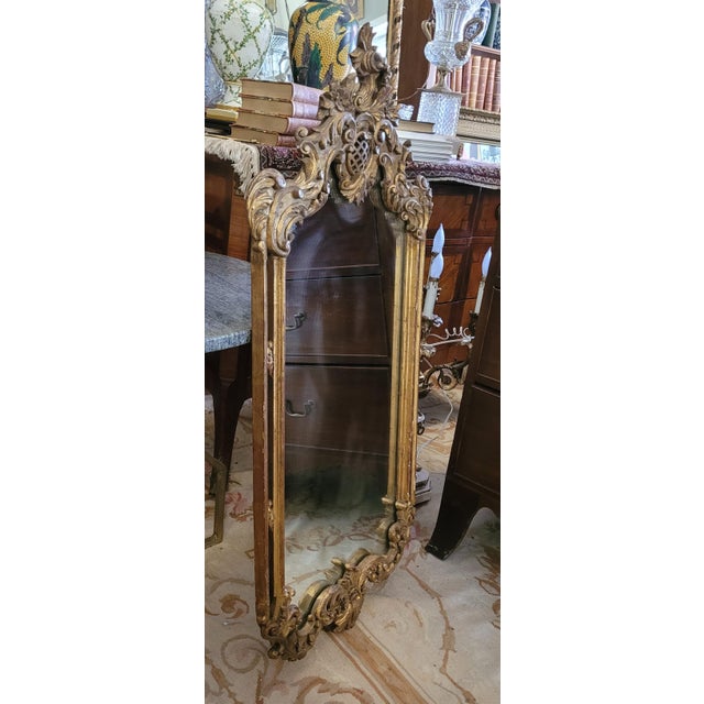 Gothic Antique French Gild Wood & Plaster Wall Mirror For Sale - Image 3 of 15