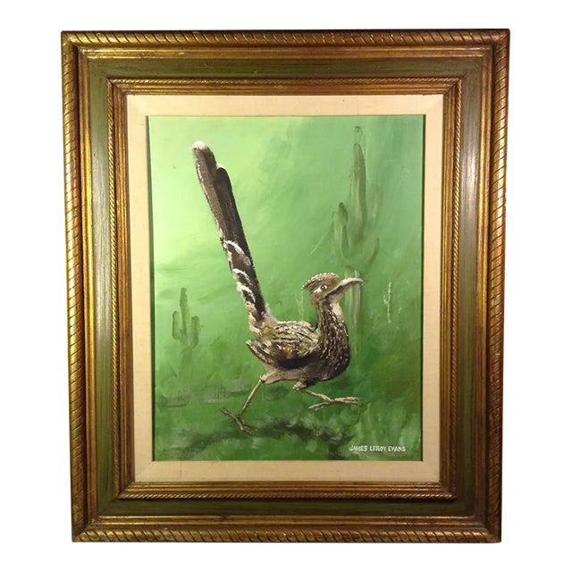 Vintage 1970's Wildlife Acrylic on Cardboard Painting by James Leroy Evans For Sale
