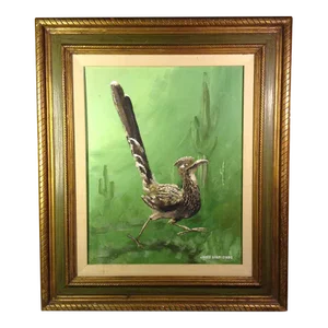 Vintage 1970's Wildlife Acrylic on Cardboard Painting by James Leroy Evans