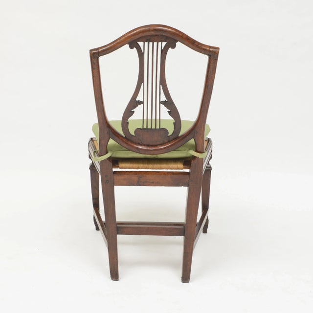 Early 19th Century Set of 5 Italian Walnut Lyre-Back Chairs For Sale - Image 4 of 12