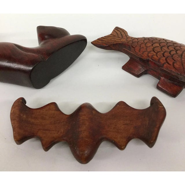 Wood Miniature Wood Animals - Set of 3 For Sale - Image 7 of 11