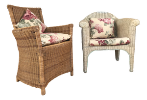 Set of Rattan Wicker Chairs with Cushions, 1960s