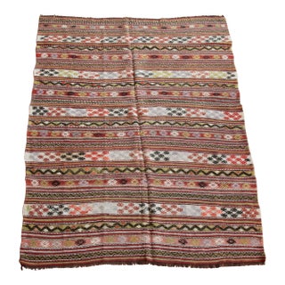 Vintage Stripe Design Kilim Rug -4' 3'' X 6' 11'' For Sale