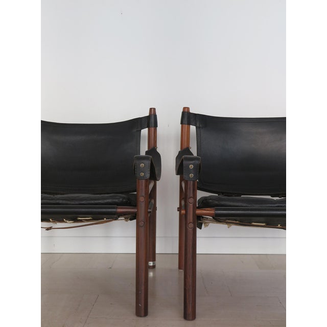 Scandinavian Armchairs in Black Leather and Wood by Arne Norell, Sweden, 1960s, Set of 2 For Sale - Image 10 of 18