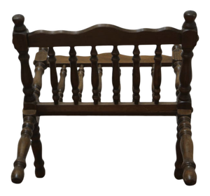 Vintage Walnut Victorian English, American Turned Wood Magazine Rack