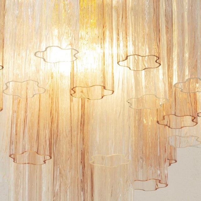 Italian Pink and Clear Glass Suspension Lamp, 1990s For Sale - Image 9 of 12