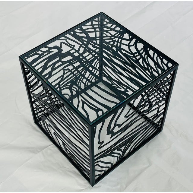 Italian Blackened Bronze Cube Table by Jean-Louis Deniot, Labeled For Sale - Image 9 of 18
