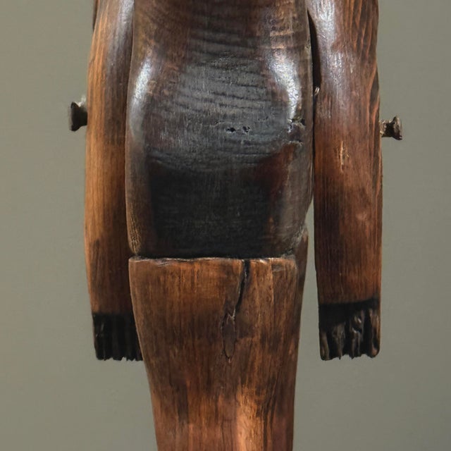 Vintage Folk Art Primitive Hand Carved Soldier With Horse Sculpture, Signed For Sale - Image 10 of 12