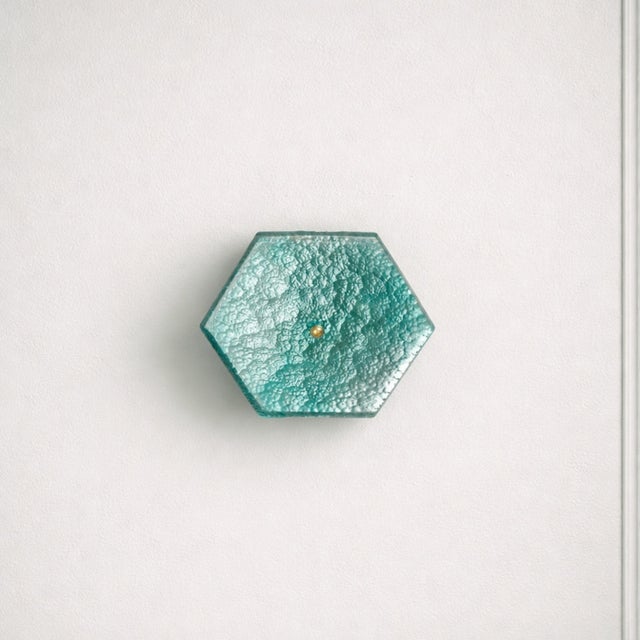 Mid-Century Modern Hexagonal Murano Glass Wall Sconces, Set of 2 For Sale - Image 3 of 3