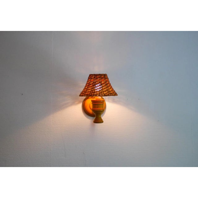 Swedish Wooden Sconce and Rattan Shade, a Vintage Wall Lamp by Ikea Sweden For Sale - Image 12 of 13