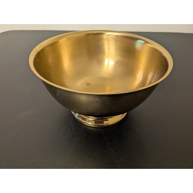 Vintage Mid-Century Seiden Solid Brass Paul Revere Style Footed Bowl - 8.25" For Sale - Image 4 of 15