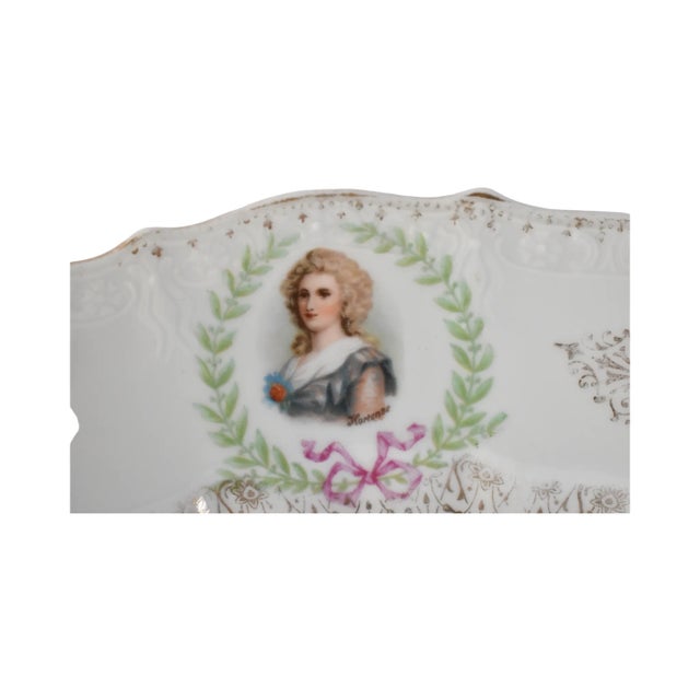 Ceramic Antique German Porcelain Portrait Plate For Sale - Image 7 of 13