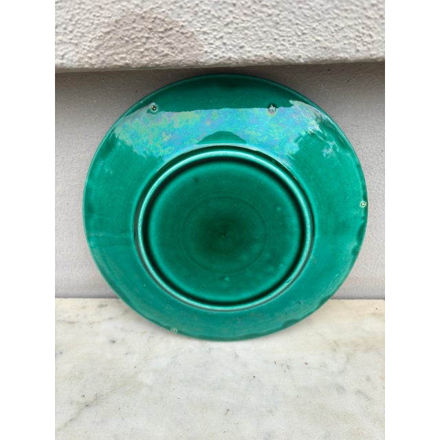 19th Century Green Majolica Orchid Plate Saint Clement For Sale - Image 4 of 4