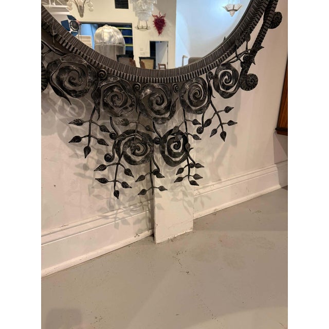 French Art Deco Wrought Iron Mirror For Sale - Image 9 of 14