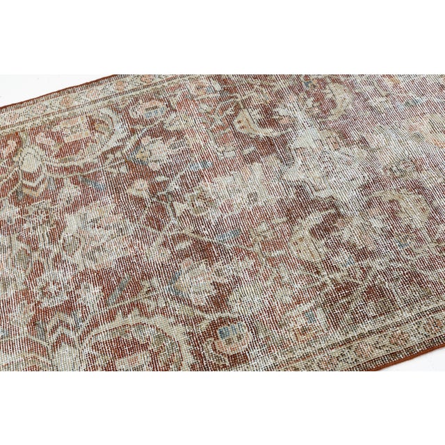Textile 19th Century Antique Malayer Wool Runner Rug With Muted Rust & Neutral Distressed Patina For Sale - Image 7 of 9