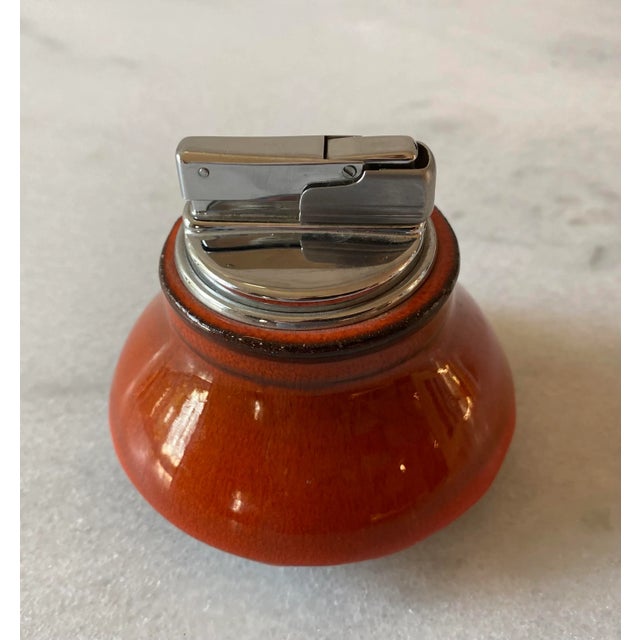 Vintage Ceramic Pottery Table Lighter With Red Orange Glaze For Sale In Austin - Image 6 of 9