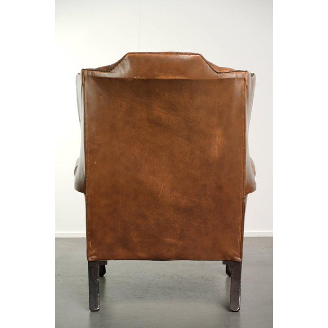 Chesterfield Cowhide Wing Armchair In Light Brown For Sale - Image 11 of 13
