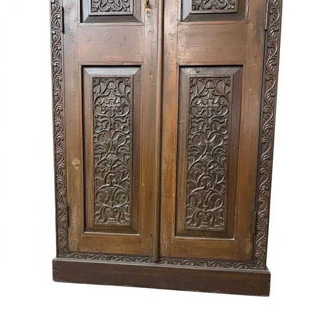 Wood Vintage Hand Carved Door Repurposed Solid Wood 93" Tall Armoire For Sale - Image 7 of 9