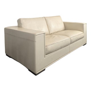 Two-Seater Cream Leather Sofa from Rivolta, Italy For Sale