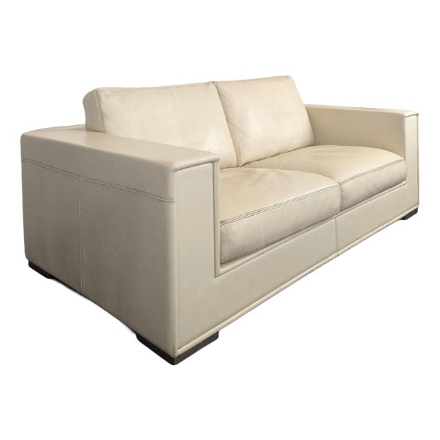 Two-Seater Cream Leather Sofa from Rivolta, Italy For Sale