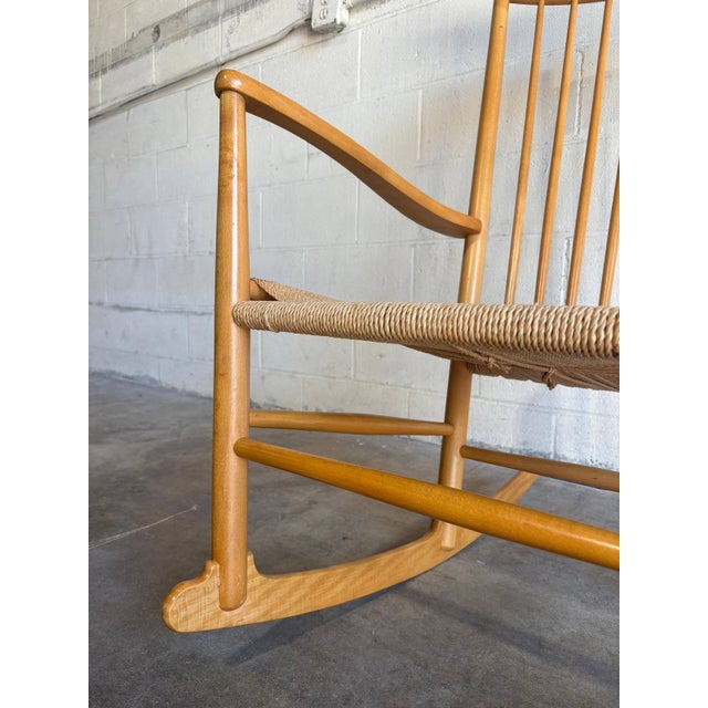 In Style of Hans Wegner FDB Møbler Beechwood High Back Rocking Chair Danish Mid-Century Modern 1960s For Sale In Los Angeles - Image 6 of 10