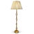 A 1950s brass and crystal floor lamp with an original shape, featuring a circular base from which tubular brass elements...