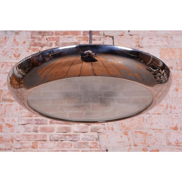 Bauhaus Bauhaus Pendant in Chrome and Glass by J. Hurka for Napako, Czech, 1920s For Sale - Image 3 of 13
