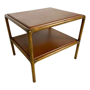 Mid 20th Century Ash and Leather Side Table by Ward Bennett