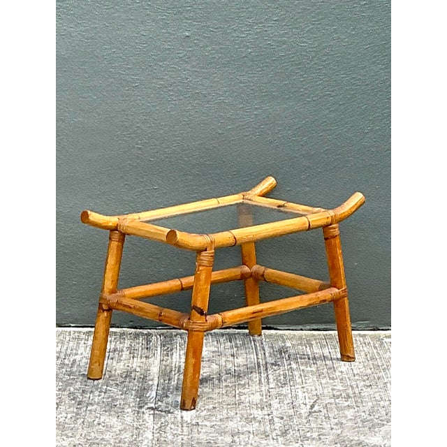 Late 20th Century Vintage Pagoda Rattan Low Drinks Table For Sale - Image 5 of 12