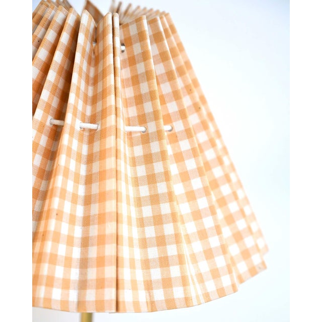 Brass Table Lamp with Pleated Lampshade, 1950s For Sale - Image 3 of 9