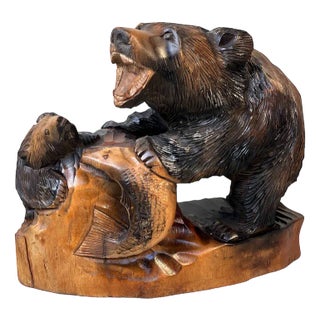 Wooden Hokkaido Kibori Kuma Bear, Japan, 1950s For Sale