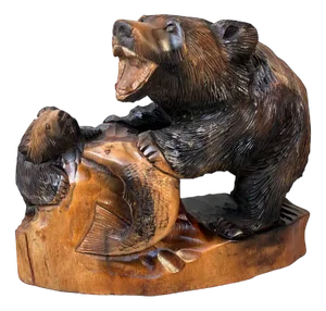 Wooden Hokkaido Kibori Kuma Bear, Japan, 1950s