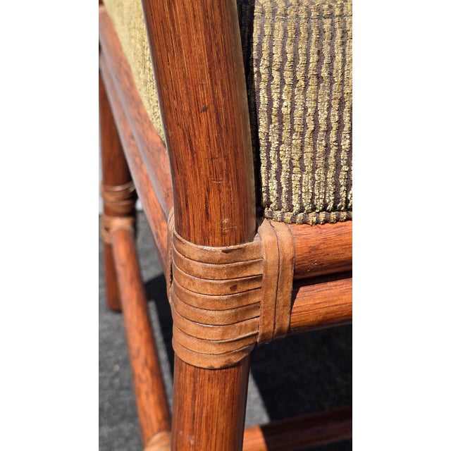 Pair of Vintage McGuire Orlando Diaz-Azcuy Bamboo Rattan Chairs W Leather Straps For Sale - Image 16 of 18