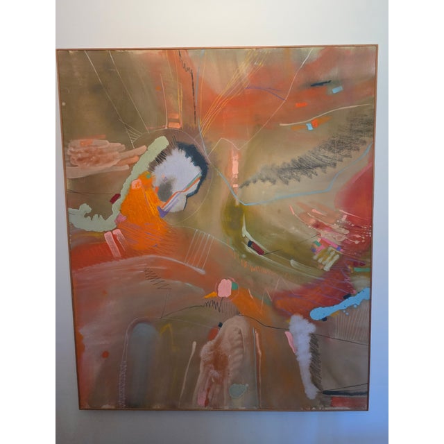 Textile Mid 20th Century Helen Bershad Abstract Oil on Canvas, Unsigned, Framed For Sale - Image 7 of 7