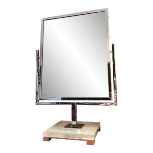 Vintage Charles Hollis Jones Chrome & Lucite Double-Sided Tiltable Vanity Mirror