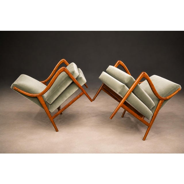 Mid-Century Modern Pair of Sculptural Armchairs by Giuseppe Scapinelli in Caviúna Wood & Mohair, Brazil, 1950s For Sale - Image 3 of 18